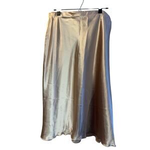 Nicole Miller New York Cappuccino Satin Midi Skirt NWT -Size Large